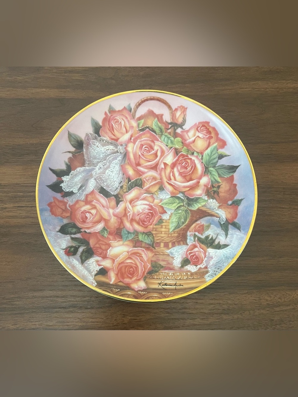 Princesse De Monaco Pink Rose 8”’ Plate Franklin Mint Katherine Austen # GA7199